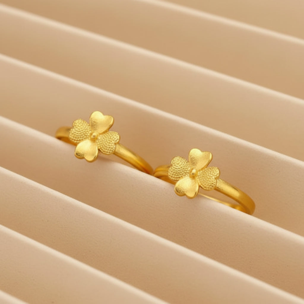 18K Gold-Plated Four-Leaf Clover Adjustable Ring