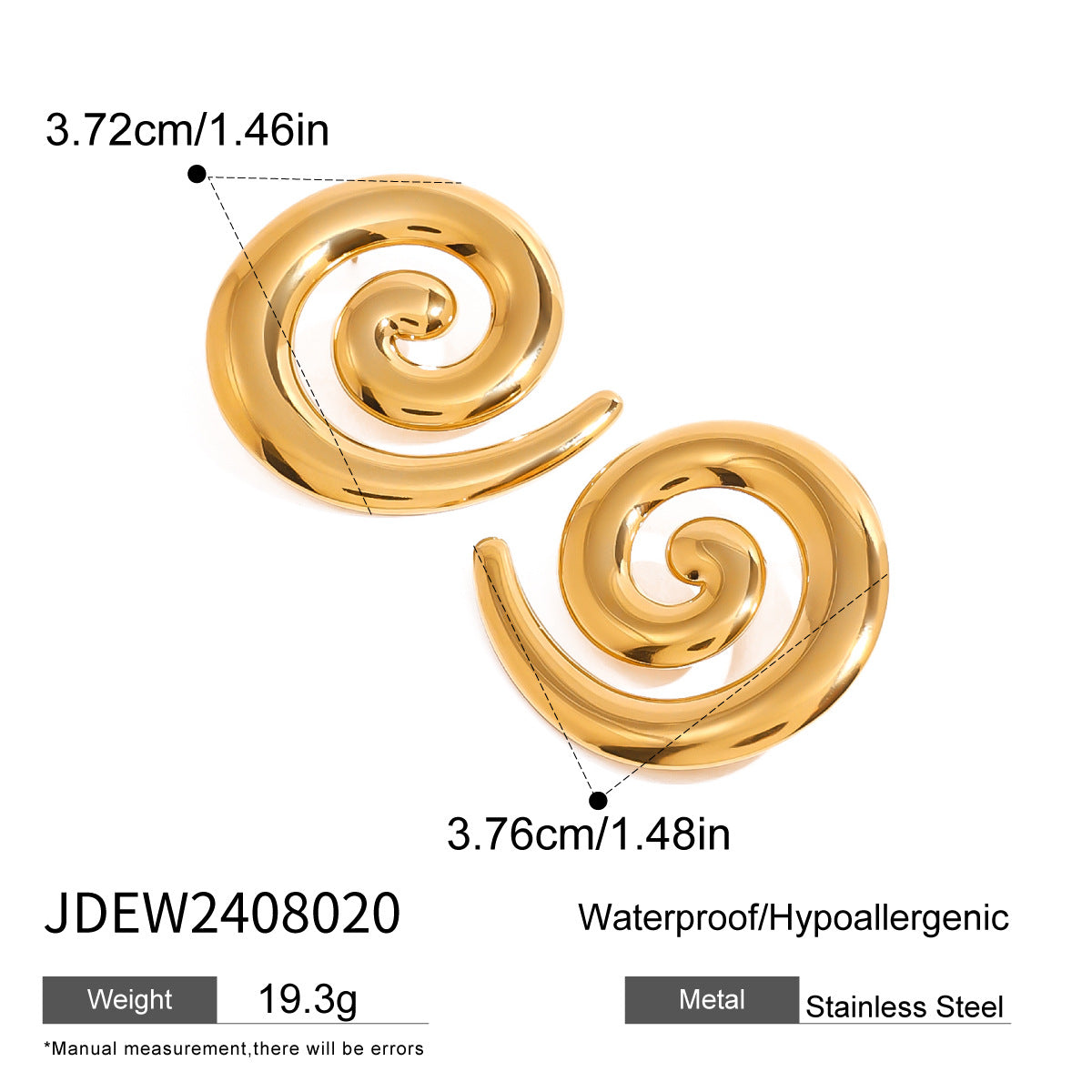 18K Gold Plated Spiral Threaded Earrings