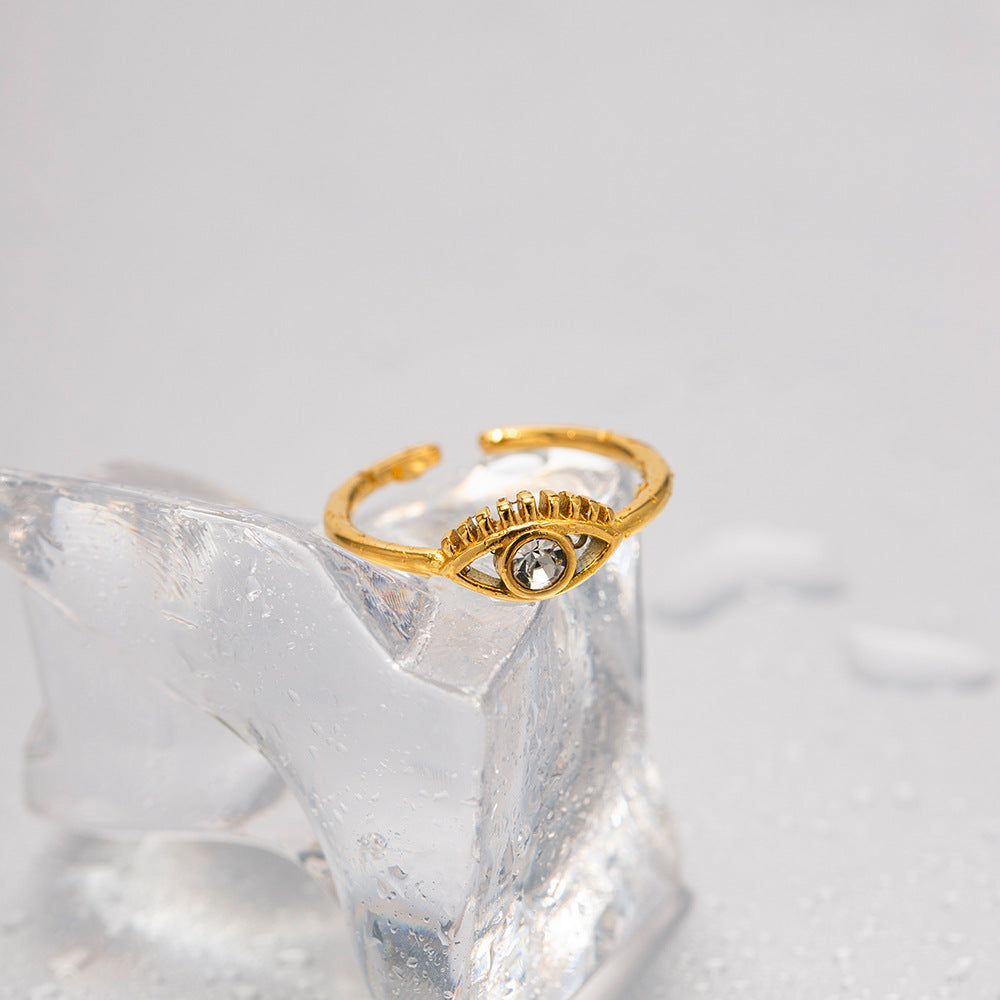 Classic 18K Gold-Plated Zircon Ring – Stainless Steel