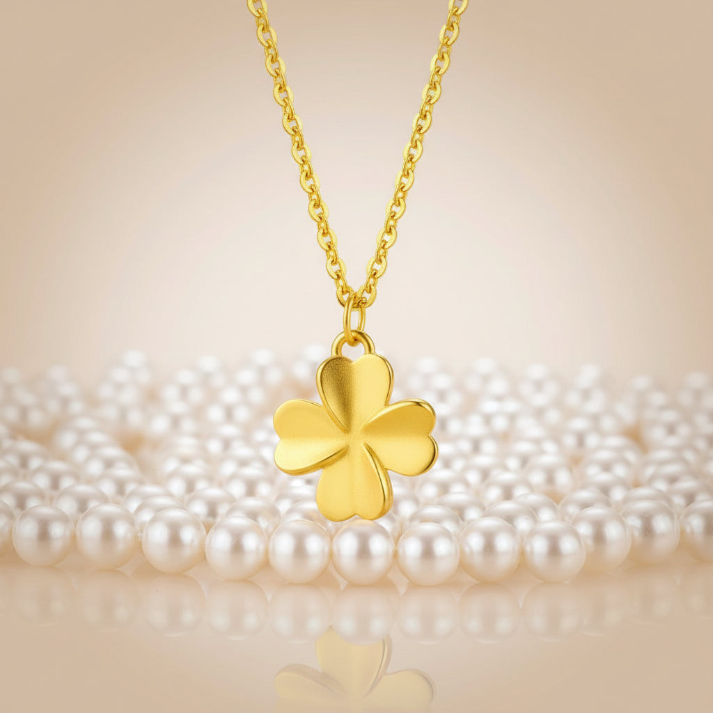 18K Gold Plated Four-Leaf Clover Lucky Pendant Necklace