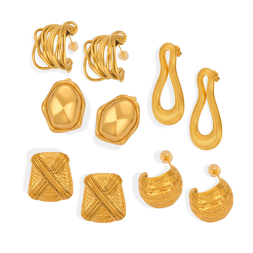 Textured Gold Statement Earrings — Multi-Design Collection