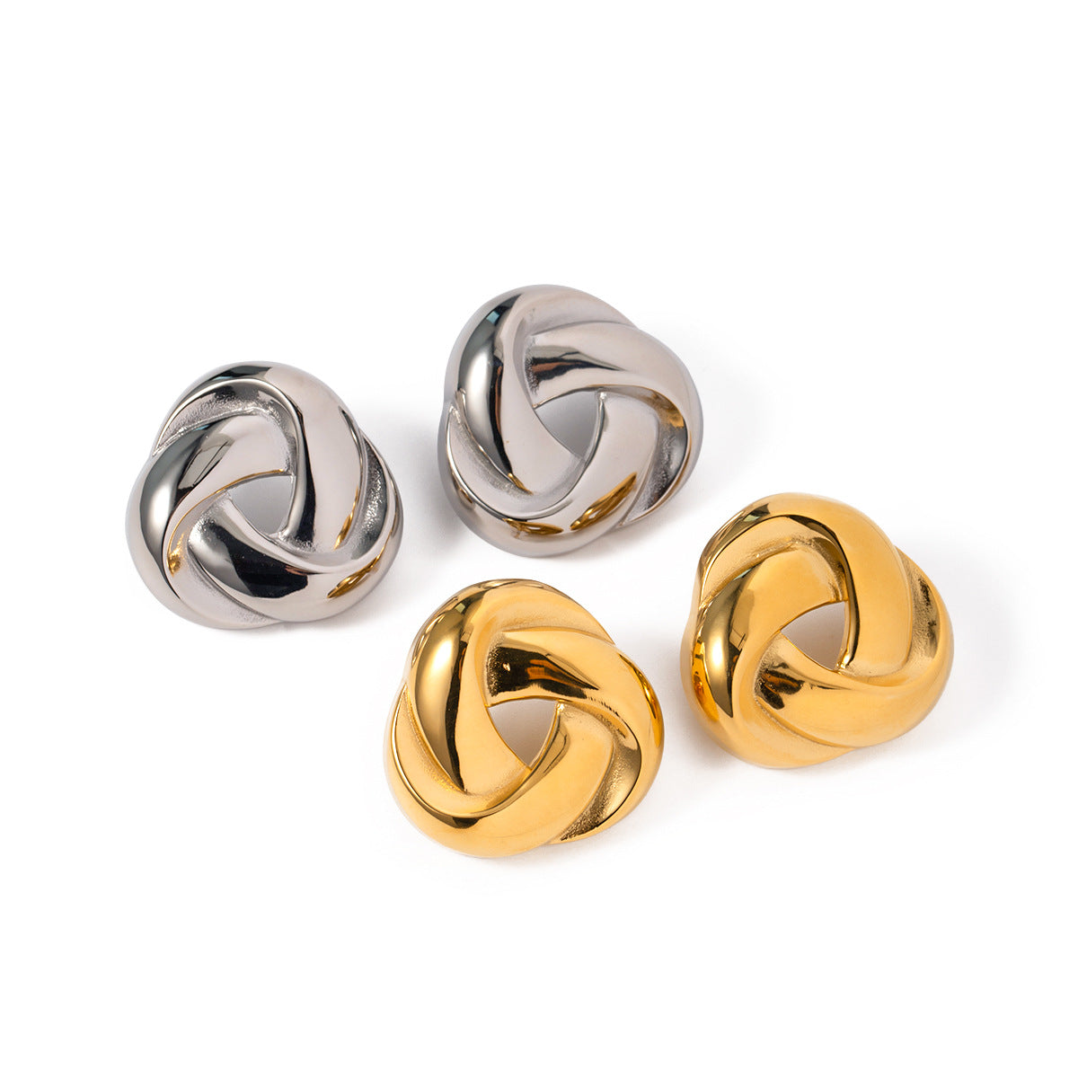 Vintage Knot-Weave 18K Gold Plated Stainless Steel Earrings