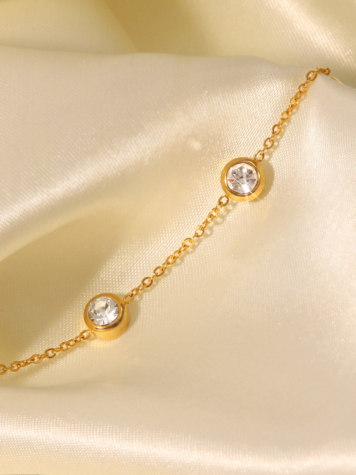 18K Gold Plated Minimalist Zircon Charm Bracelet