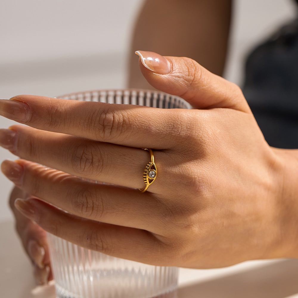 Classic 18K Gold-Plated Zircon Ring – Stainless Steel