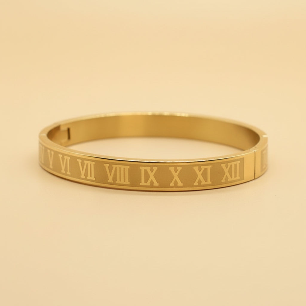 Roman Numeral Classic Bangle Bracelet – 18K Gold / Silver / Black