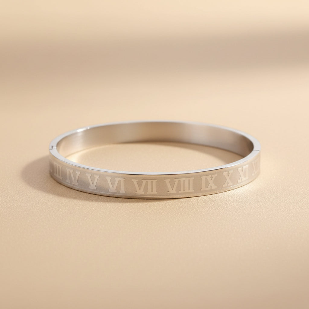 Roman Numeral Classic Bangle Bracelet – 18K Gold / Silver / Black