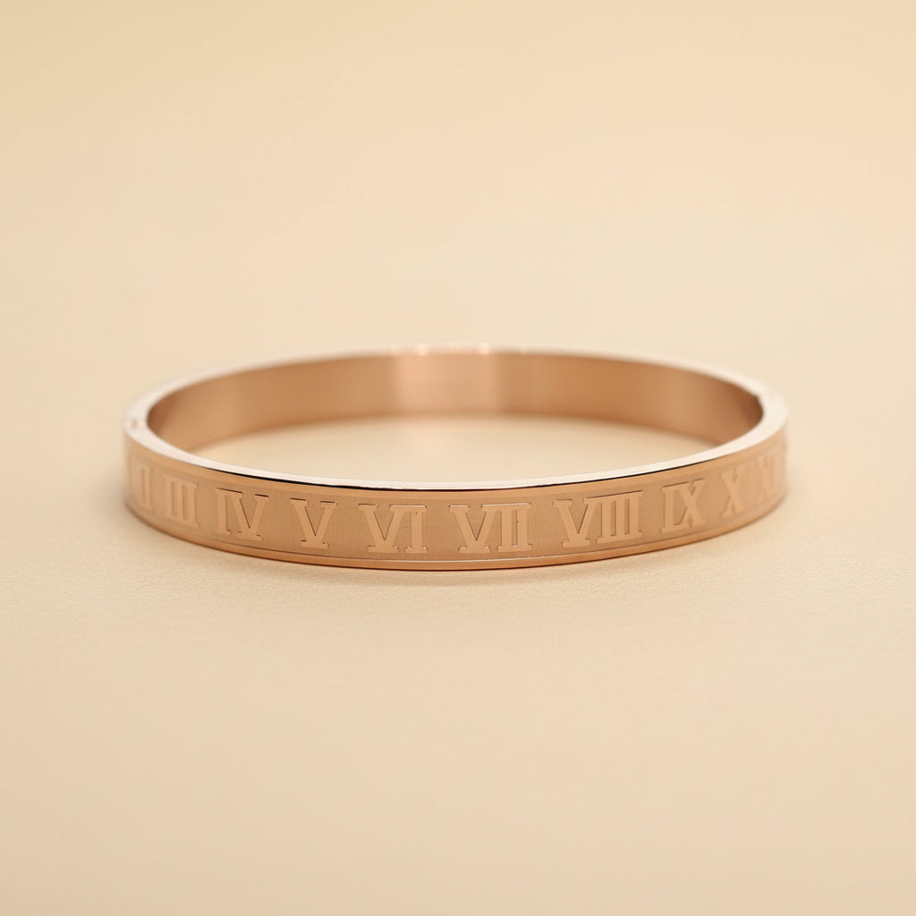 Roman Numeral Classic Bangle Bracelet – 18K Gold / Silver / Black