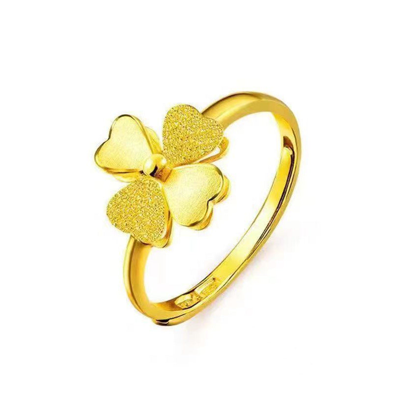 18K Gold-Plated Four-Leaf Clover Adjustable Ring
