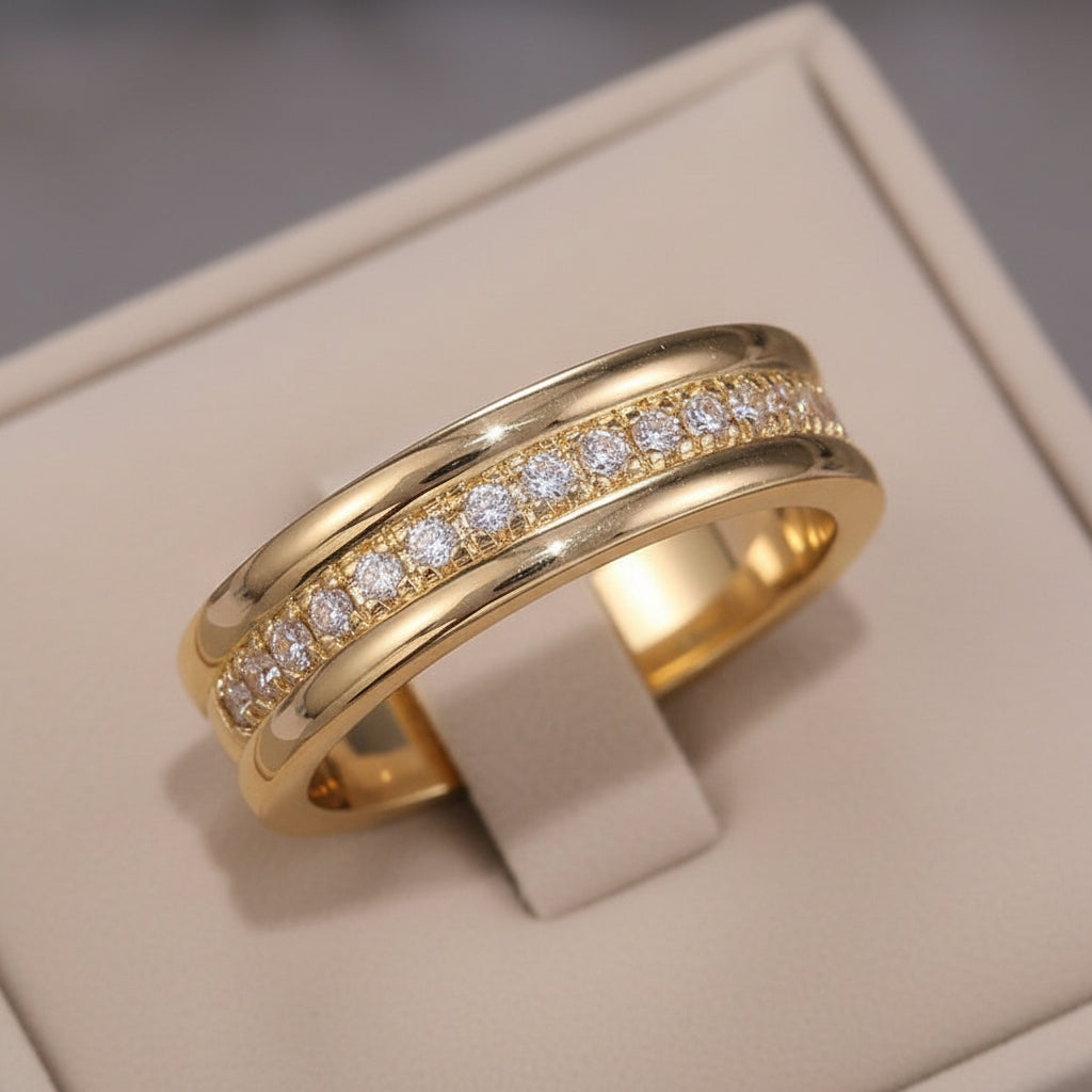 Minimalist Rhinestone Band Ring – Gold & Silver