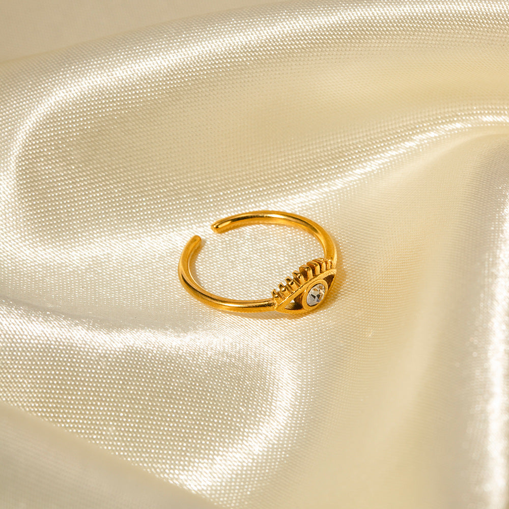 Classic 18K Gold-Plated Zircon Ring – Stainless Steel