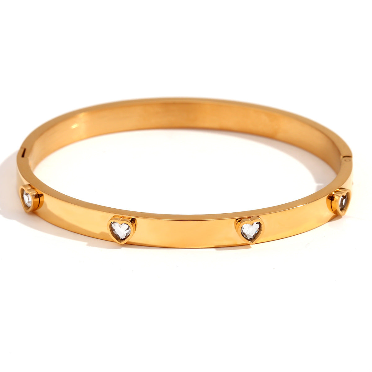 Fashion Special-interest Stainless Steel Micro-inlaid Peach Heart Bracelet For Women