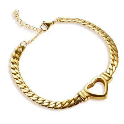 18K Gold Plated Heart Cuban Chain Necklace