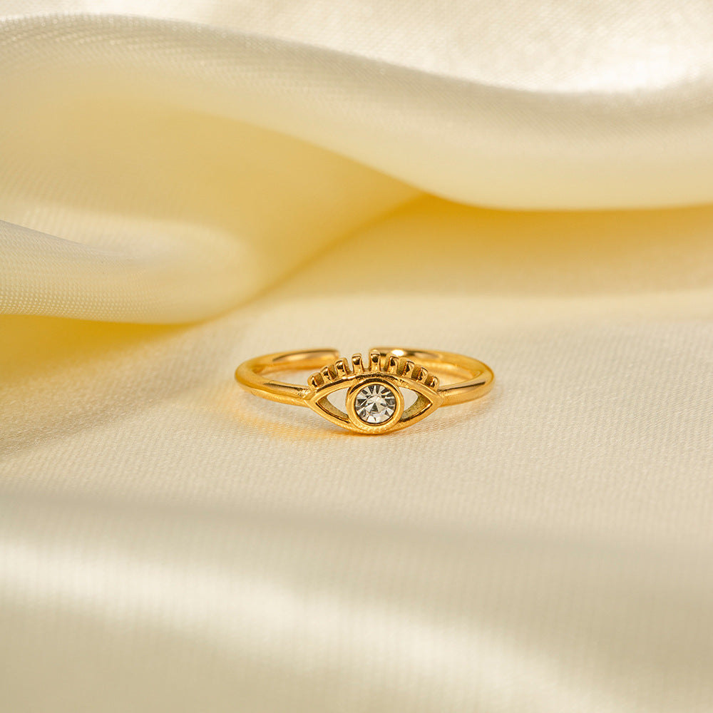 Classic 18K Gold-Plated Zircon Ring – Stainless Steel