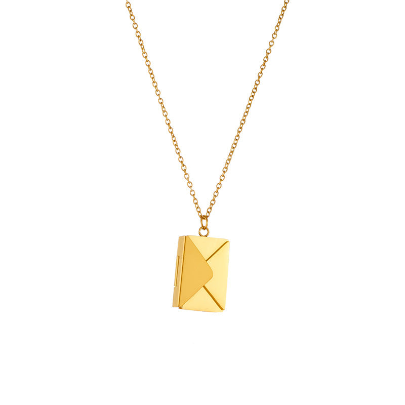 Minimalist Gold Envelope Pendant Necklace – 18K Gold Plated Stainless Steel