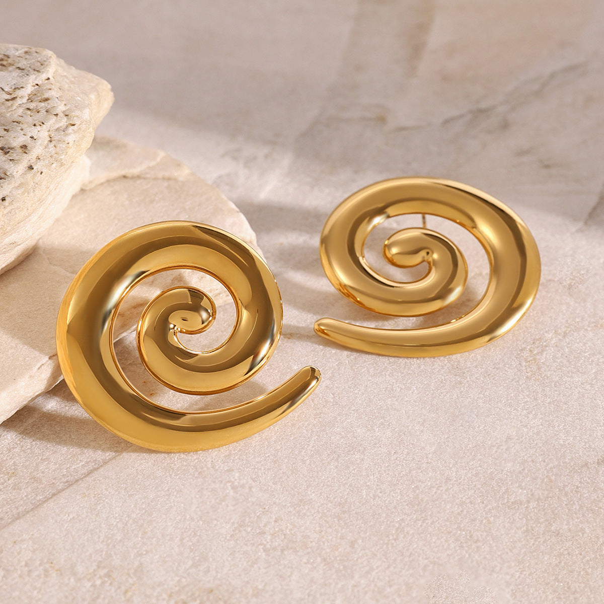 18K Gold Plated Spiral Threaded Earrings