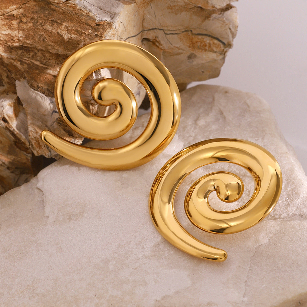 18K Gold Plated Spiral Threaded Earrings