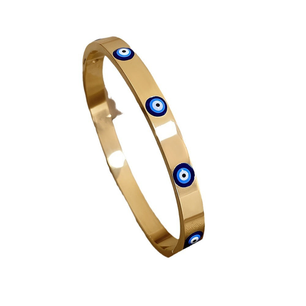 Women’s Gold-Plated Stainless Steel Evil Eye Protection Bracelet