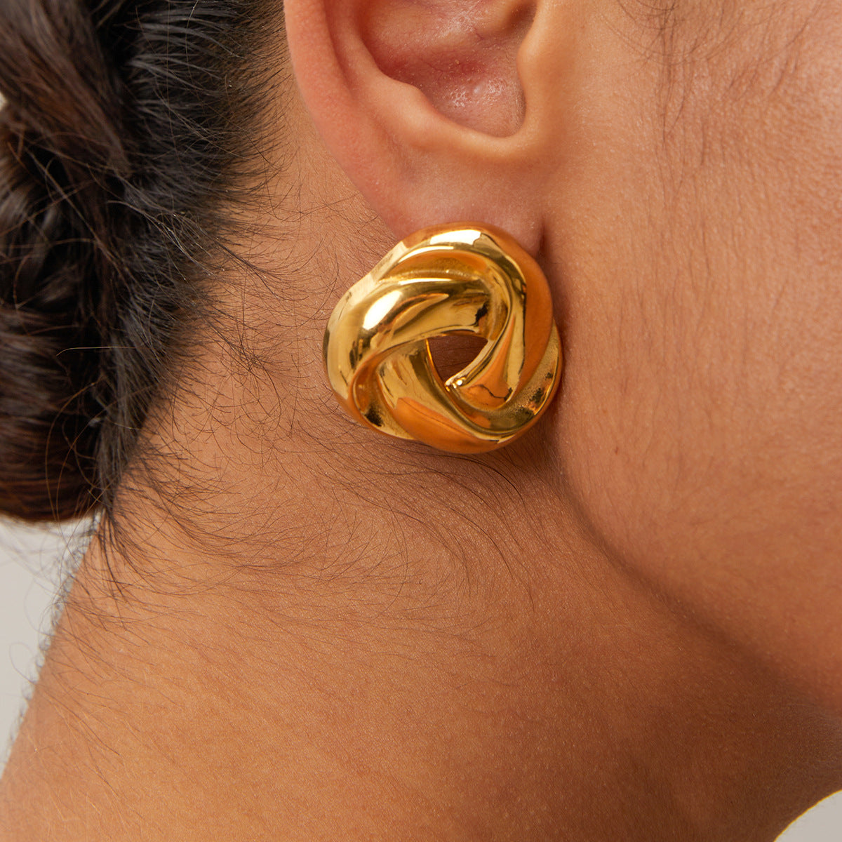 Vintage Knot-Weave 18K Gold Plated Stainless Steel Earrings