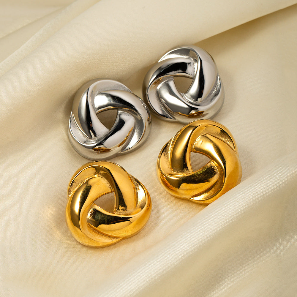 Vintage Knot-Weave 18K Gold Plated Stainless Steel Earrings