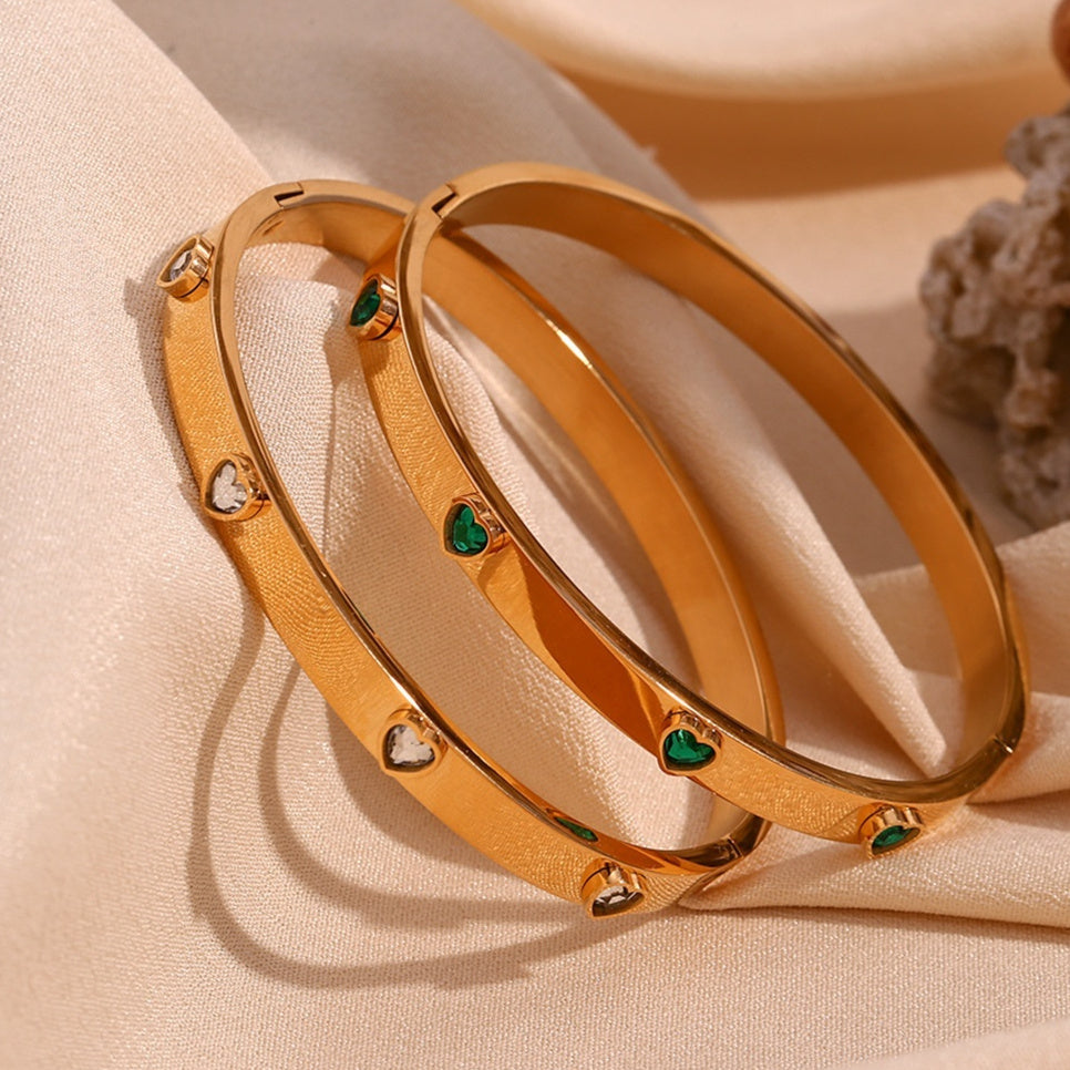Fashion Special-interest Stainless Steel Micro-inlaid Peach Heart Bracelet For Women