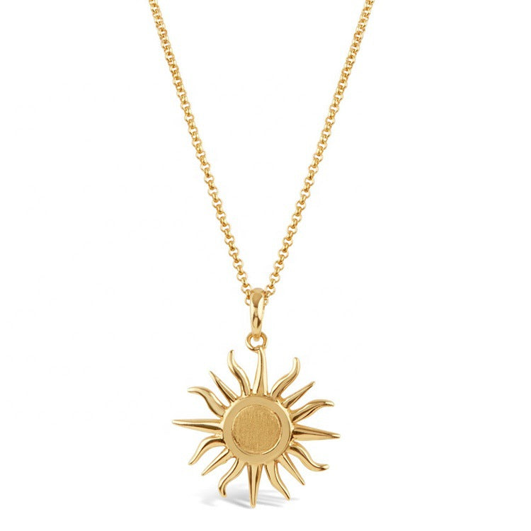 18K Gold Plated Stainless Steel Sun Pendant Necklace
