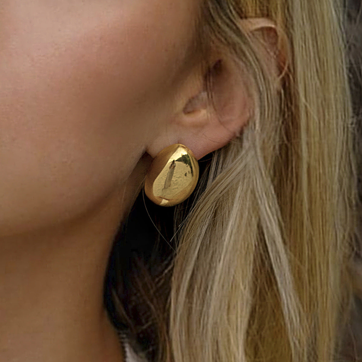 18K Gold-Plated Dome Stainless Steel Earrings