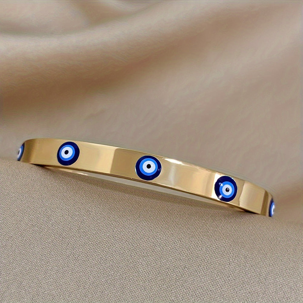 Women’s Gold-Plated Stainless Steel Evil Eye Protection Bracelet