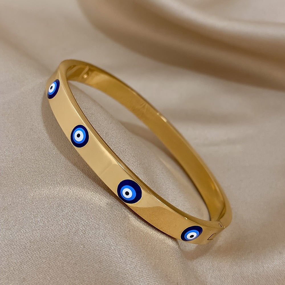 Women’s Gold-Plated Stainless Steel Evil Eye Protection Bracelet