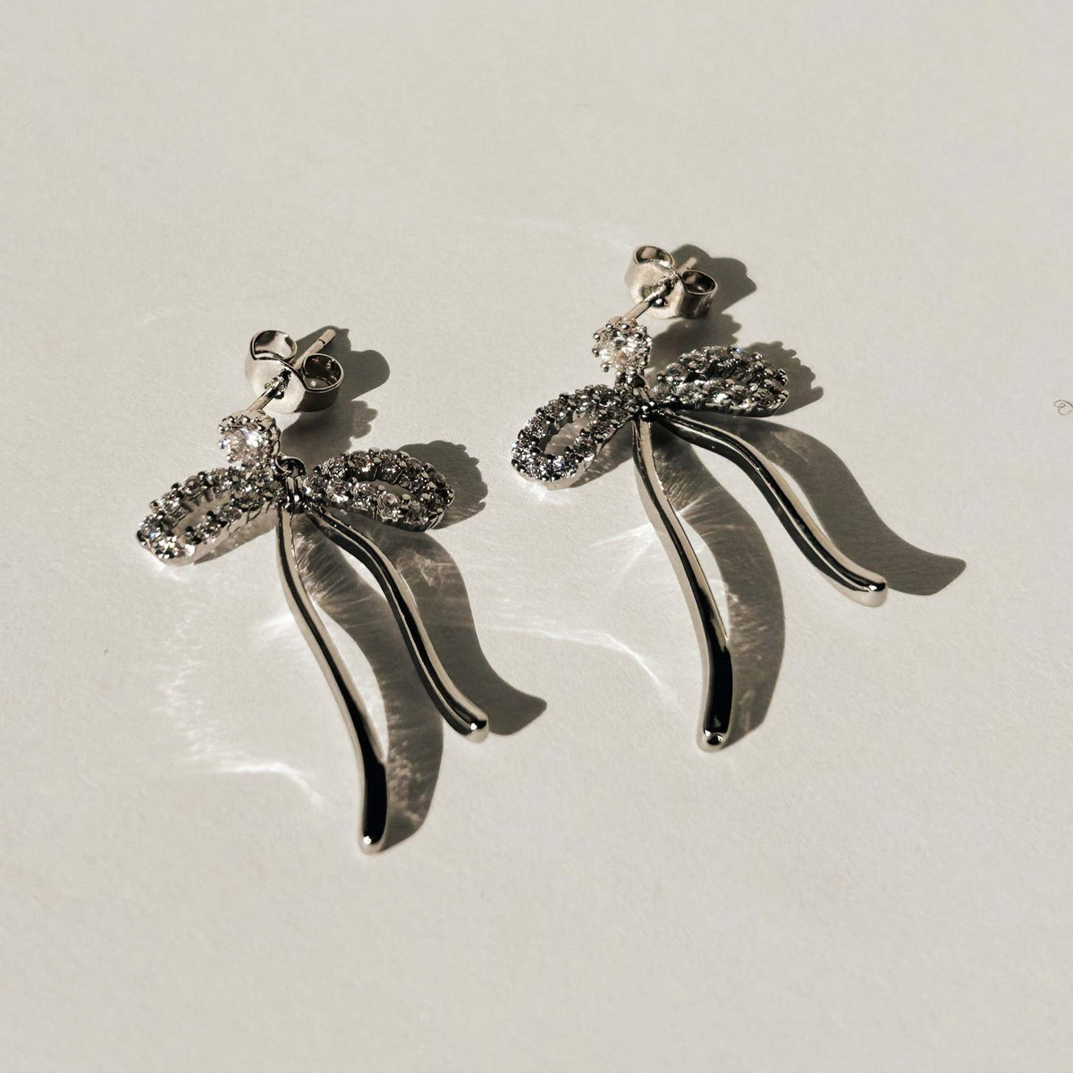 18K Gold Plated Bow Drop Earrings – Stainless Steel Elegant Ribbon Design