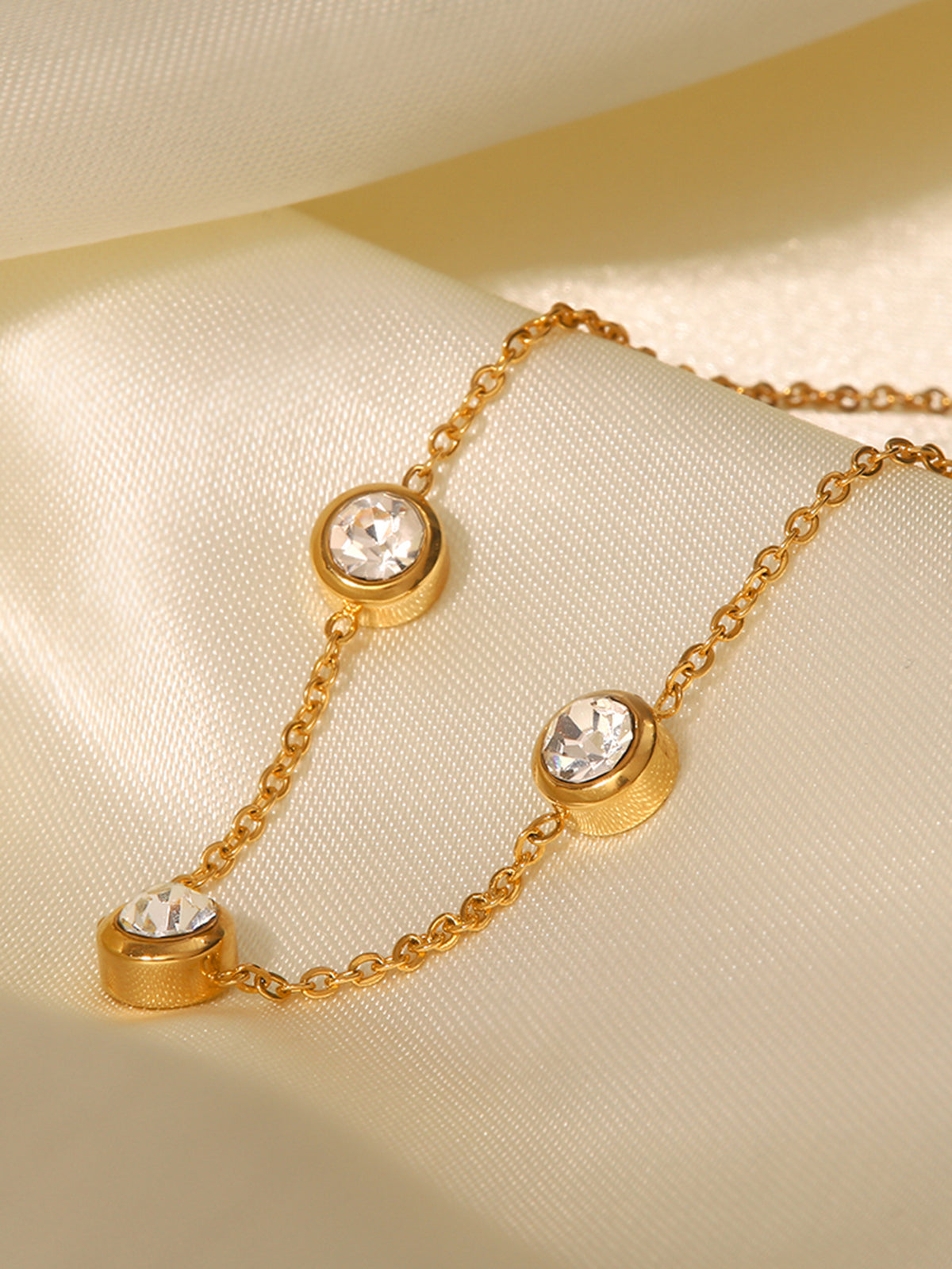18K Gold Plated Minimalist Zircon Charm Bracelet