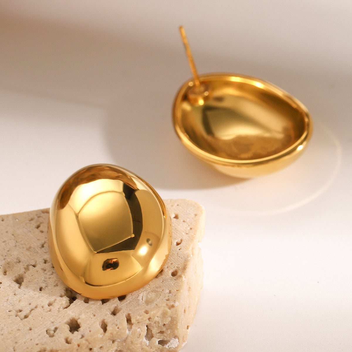 18K Gold-Plated Dome Stainless Steel Earrings